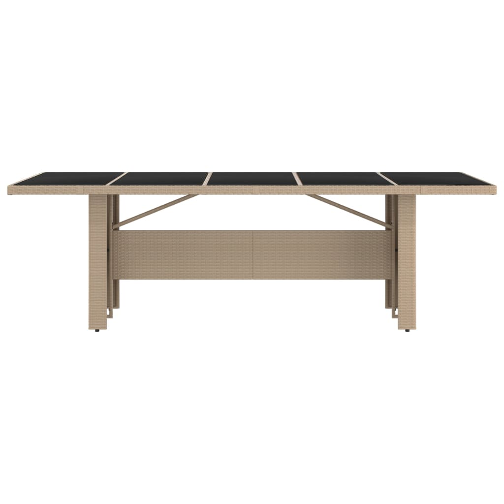 Τραπέζι Κήπου Γυάλινη Επιφάνεια Μπεζ Συνθ. Ρατάν & Ψημένο Γυαλί 3