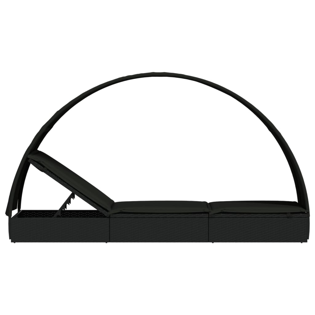 Ξαπλώστρα Στρογγυλή Οροφή Μαύρη 211 x 57 x 140 εκ. Συνθ. Ρατάν 7