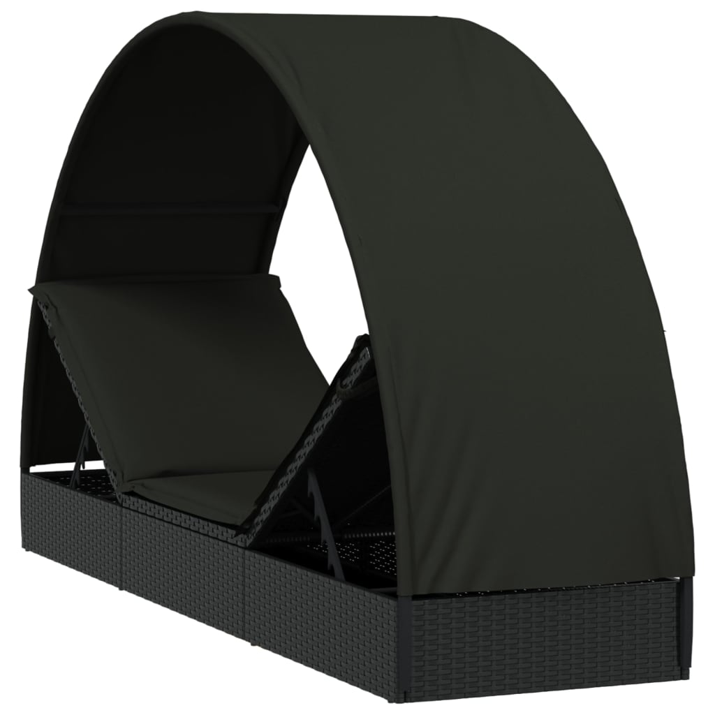 Ξαπλώστρα Στρογγυλή Οροφή Μαύρη 211 x 57 x 140 εκ. Συνθ. Ρατάν 8