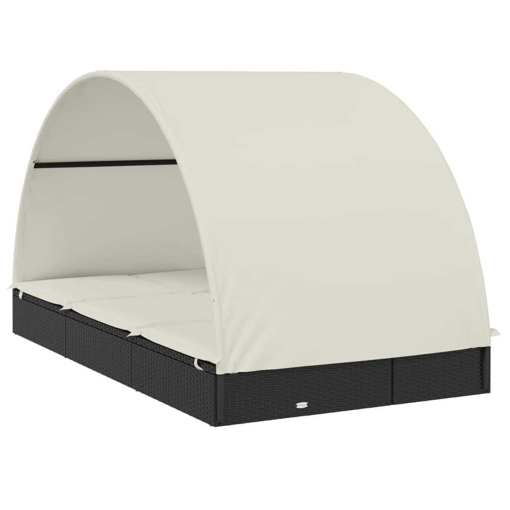 Ξαπλώστρα 2 Ατόμων Στρογγ Οροφή Μαύρη 211x111x140εκ Συνθ. Ρατάν 5