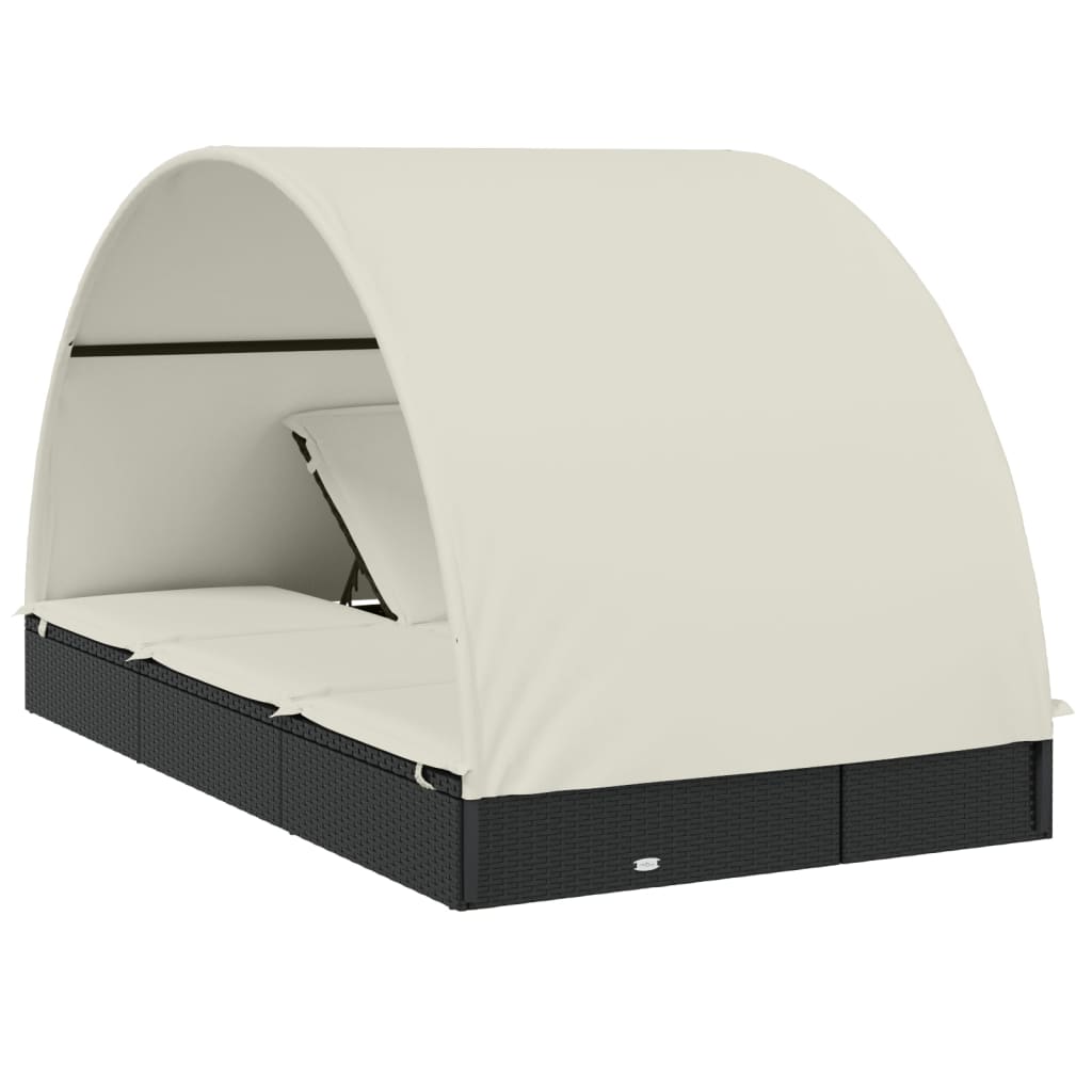 Ξαπλώστρα 2 Ατόμων Στρογγ Οροφή Μαύρη 211x111x140εκ Συνθ. Ρατάν 8