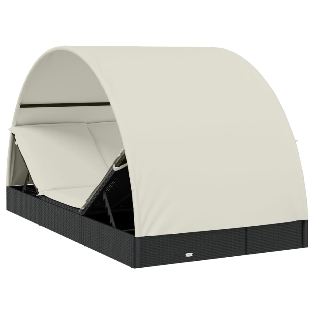 Ξαπλώστρα 2 Ατόμων Στρογγ Οροφή Μαύρη 211x111x140εκ Συνθ. Ρατάν 9