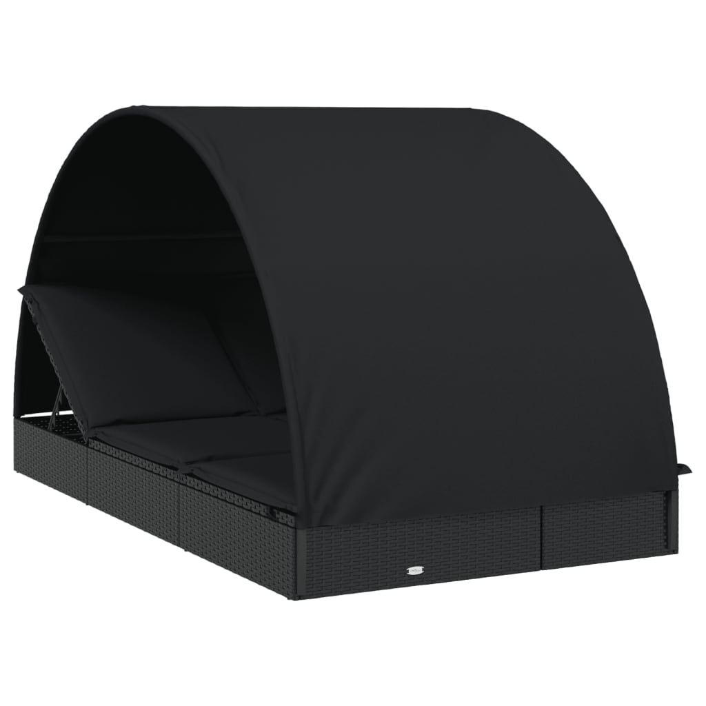 Ξαπλώστρα 2 Ατόμων Στρογγ Οροφή Μαύρη 211x112x140εκ Συνθ. Ρατάν 2