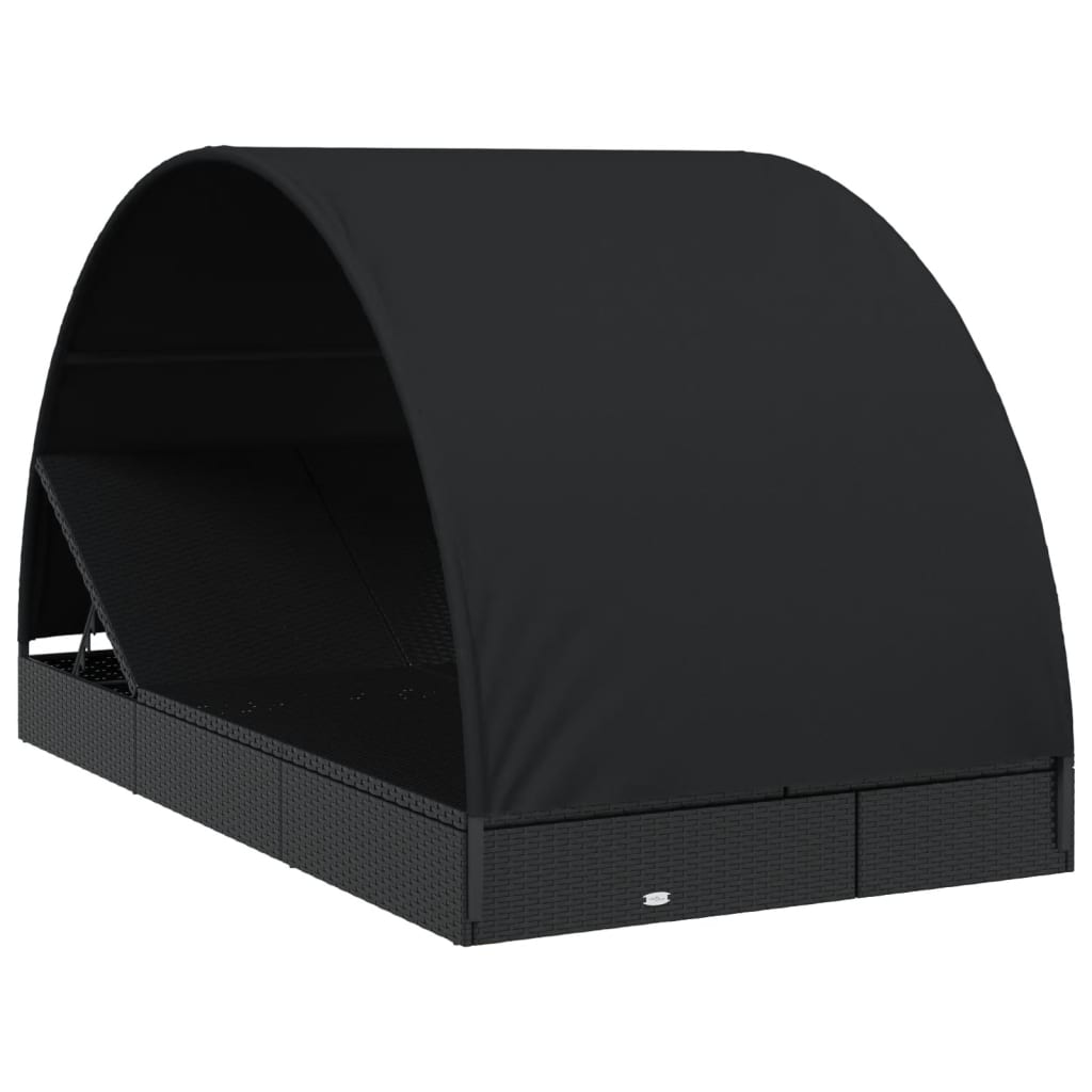 Ξαπλώστρα 2 Ατόμων Στρογγ Οροφή Μαύρη 211x112x140εκ Συνθ. Ρατάν 3