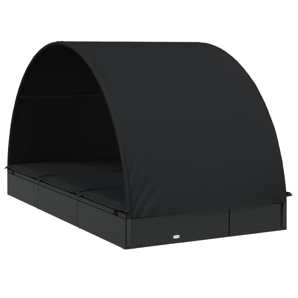 Ξαπλώστρα 2 Ατόμων Στρογγ Οροφή Μαύρη 211x112x140εκ Συνθ. Ρατάν 4
