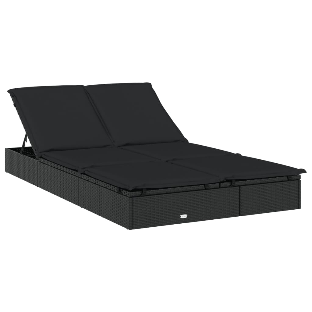 Ξαπλώστρα 2 Ατόμων Στρογγ Οροφή Μαύρη 211x112x140εκ Συνθ. Ρατάν 5