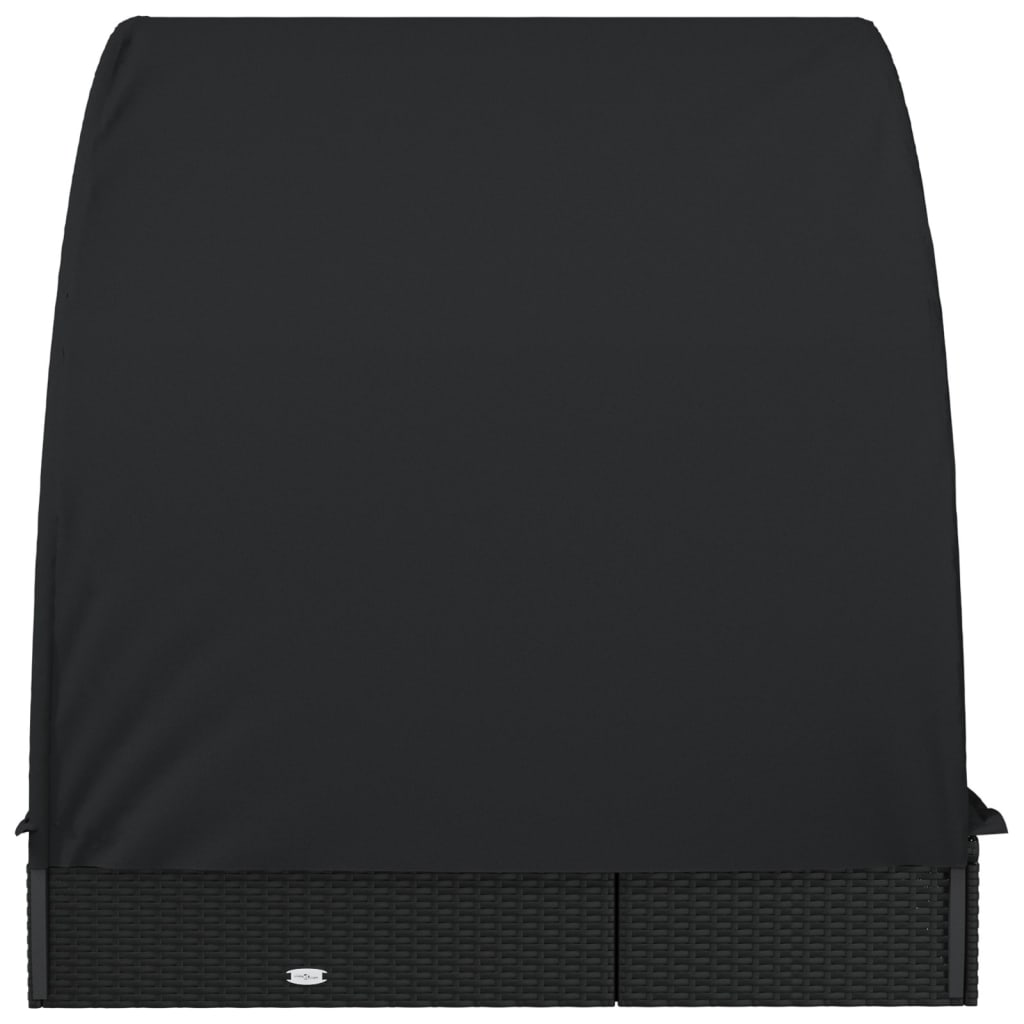 Ξαπλώστρα 2 Ατόμων Στρογγ Οροφή Μαύρη 211x112x140εκ Συνθ. Ρατάν 6