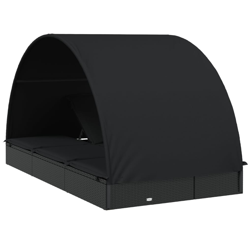 Ξαπλώστρα 2 Ατόμων Στρογγ Οροφή Μαύρη 211x112x140εκ Συνθ. Ρατάν 8