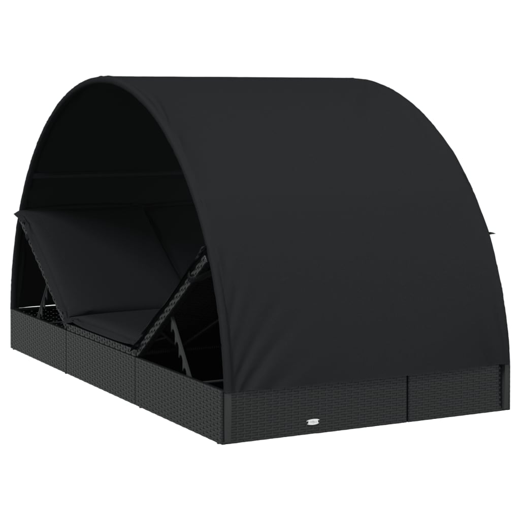 Ξαπλώστρα 2 Ατόμων Στρογγ Οροφή Μαύρη 211x112x140εκ Συνθ. Ρατάν 9