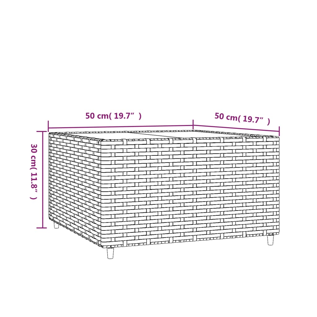 Τραπέζάκι Κήπου Τετράγωνο Καφέ 50x50x30 εκ. από Συνθετικό Ρατάν 6