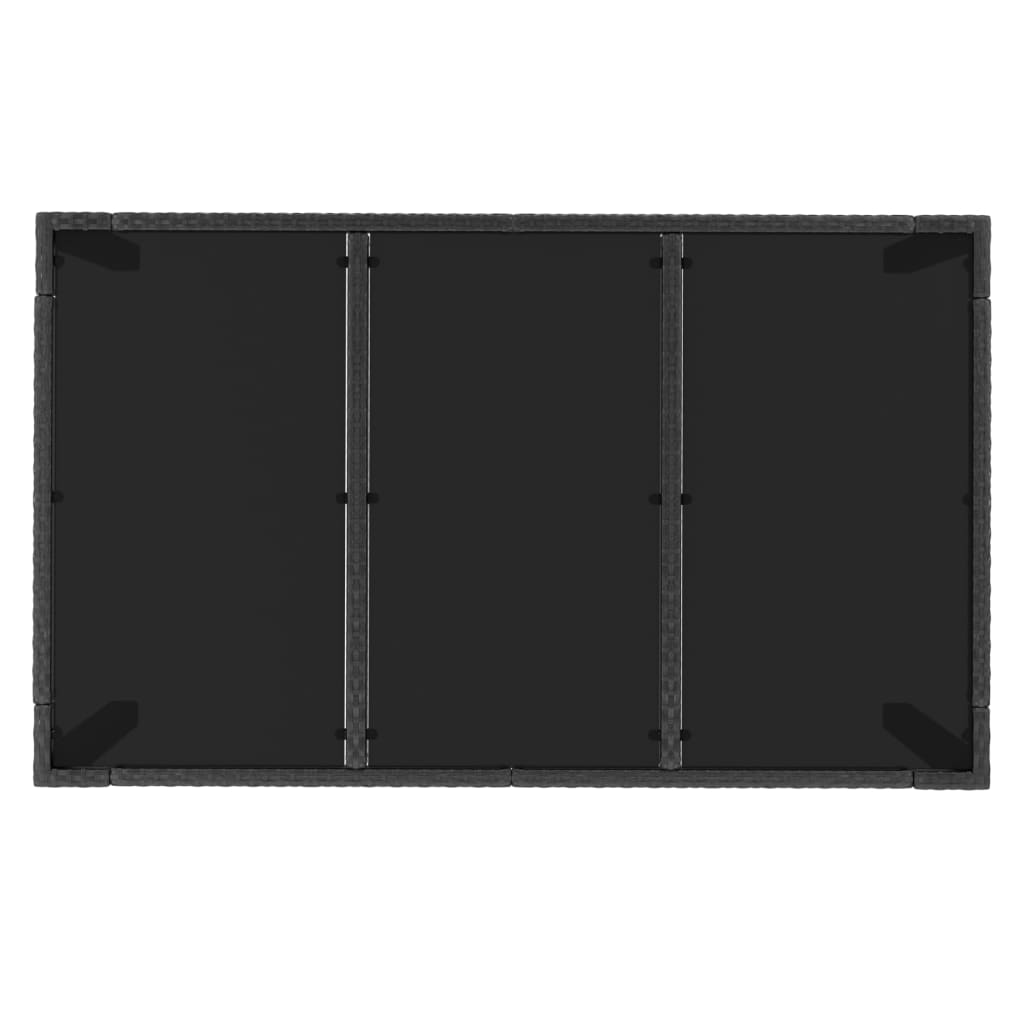 Τραπέζι Κήπου με Γυάλινη Επιφάνεια Μαύρο 150x90x75εκ Συνθ Ρατάν 5