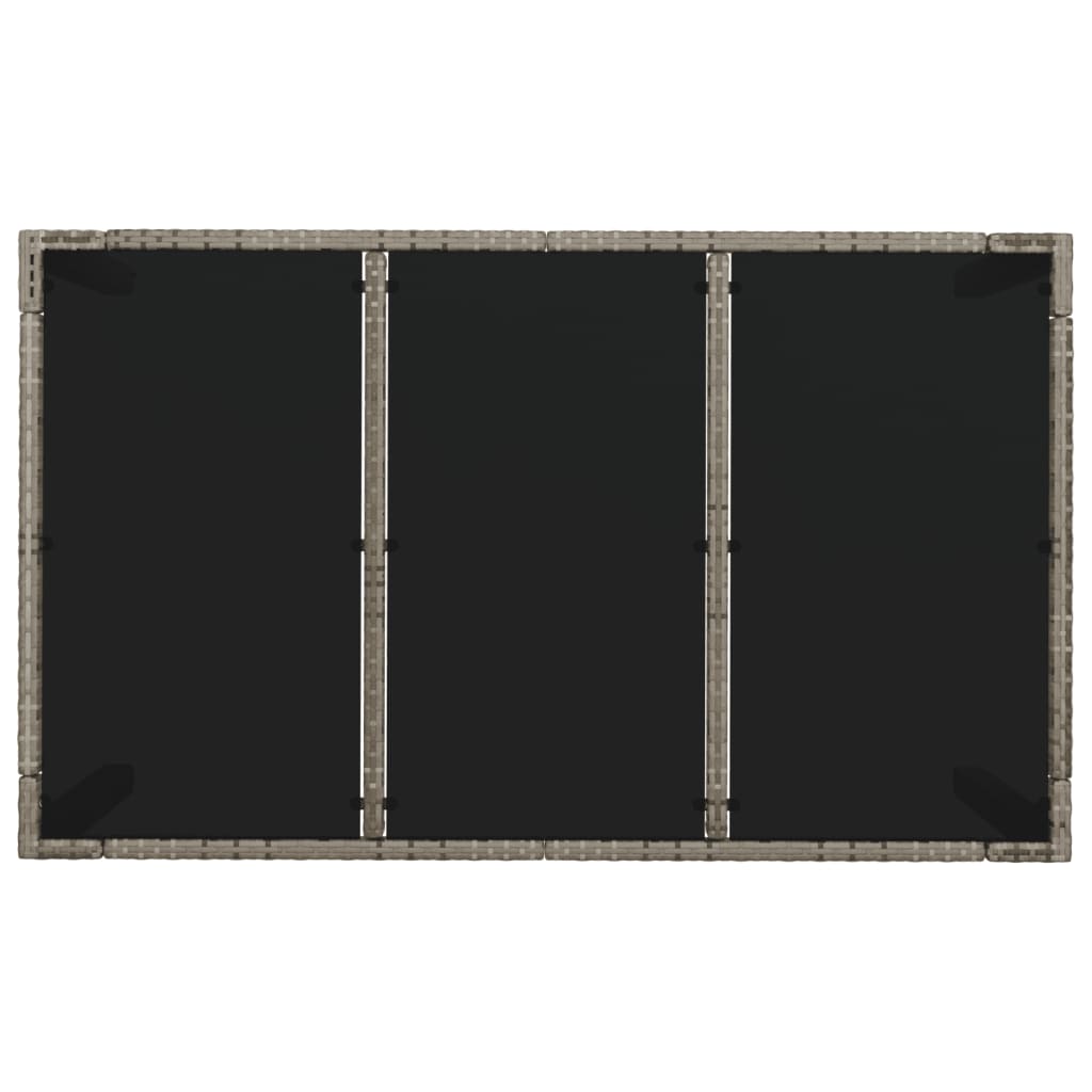 Τραπέζι Κήπου με Γυάλινη Επιφάνεια Γκρι 150x90x75εκ Συνθ Ρατάν 5