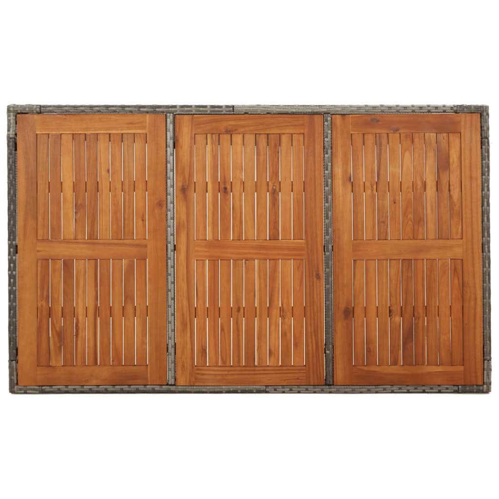 Τραπέζι Κήπου με Ξύλινη Επιφάνεια Γκρι 150x90x75 εκ Συνθ. Ρατάν 5