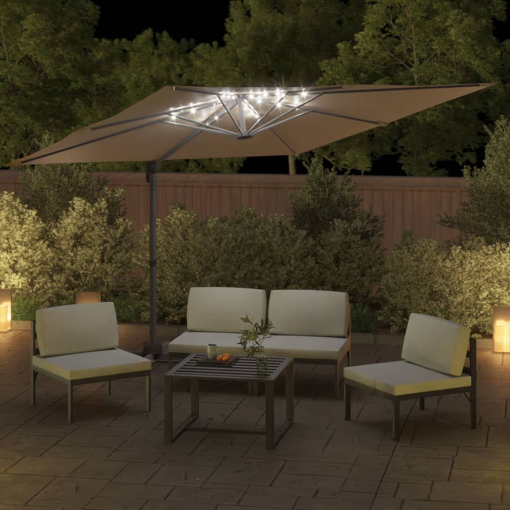 Ομπρέλα Κρεμαστή με LED Taupe 400 x 300 εκ. 3