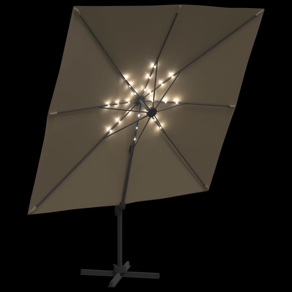 Ομπρέλα Κρεμαστή με LED Taupe 400 x 300 εκ. 4