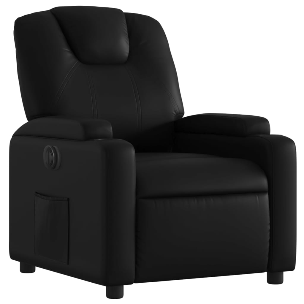 Πολυθρόνα Ανακλινόμενη Ηλεκτρική Μαύρη από Συνθετικό Δέρμα 4