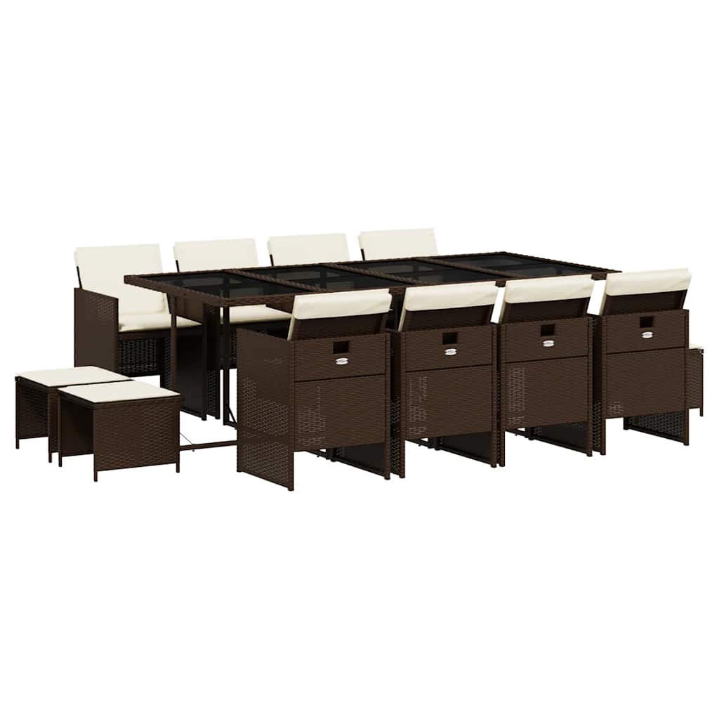 Σετ Τραπεζαρίας Κήπου 13 τεμ. Καφέ από Συνθ. Ρατάν με Μαξιλάρια 2