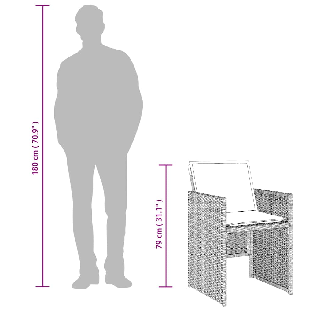 Σετ Τραπεζαρίας Κήπου 11 τεμ. Αν. Γκρι Συνθ. Ρατάν με Μαξιλάρια 9