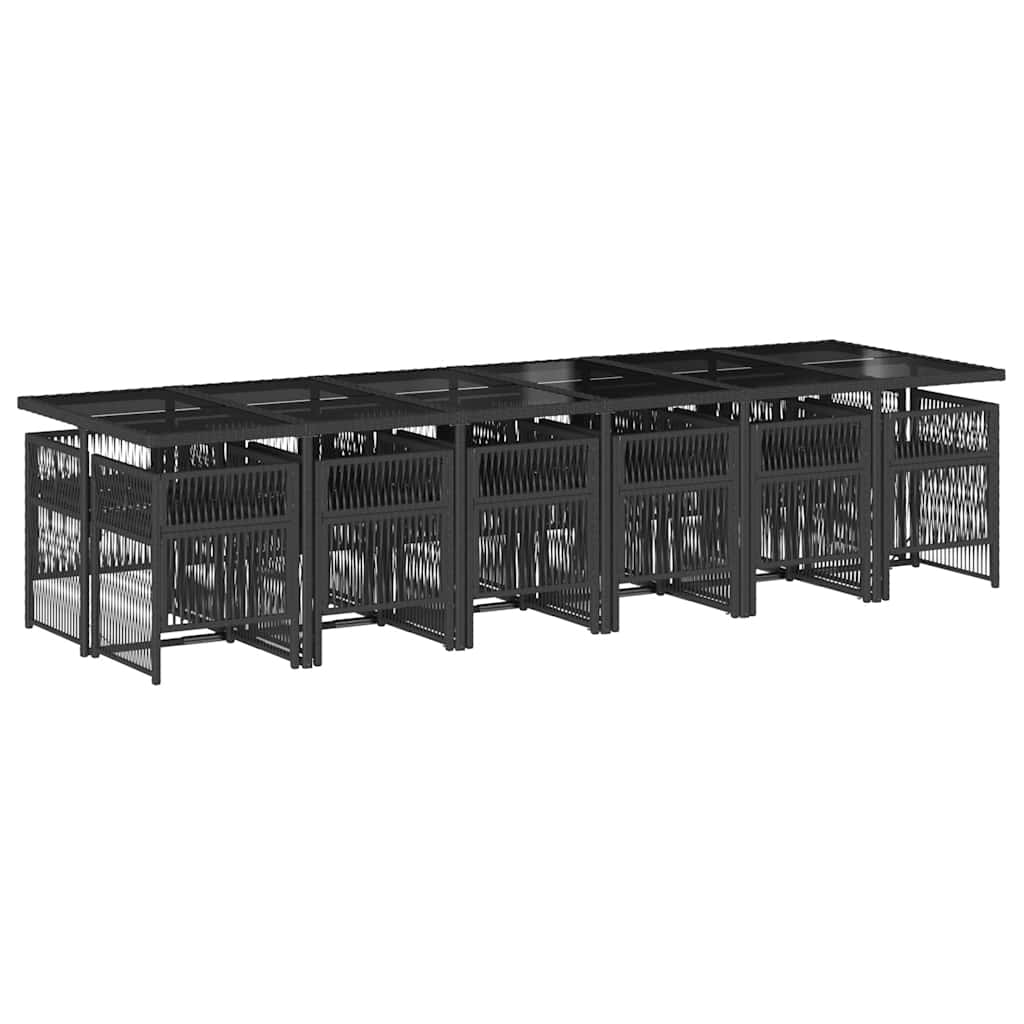 Σετ Τραπεζαρίας Κήπου 13τεμ. Μαύρο από Συνθ. Ρατάν με Μαξιλάρια 3