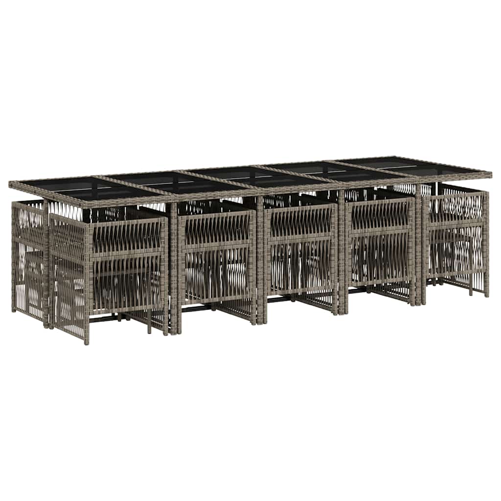 Σετ Τραπεζαρίας Κήπου 15 τεμ. Γκρι Συνθετικό Ρατάν με Μαξιλάρια 3