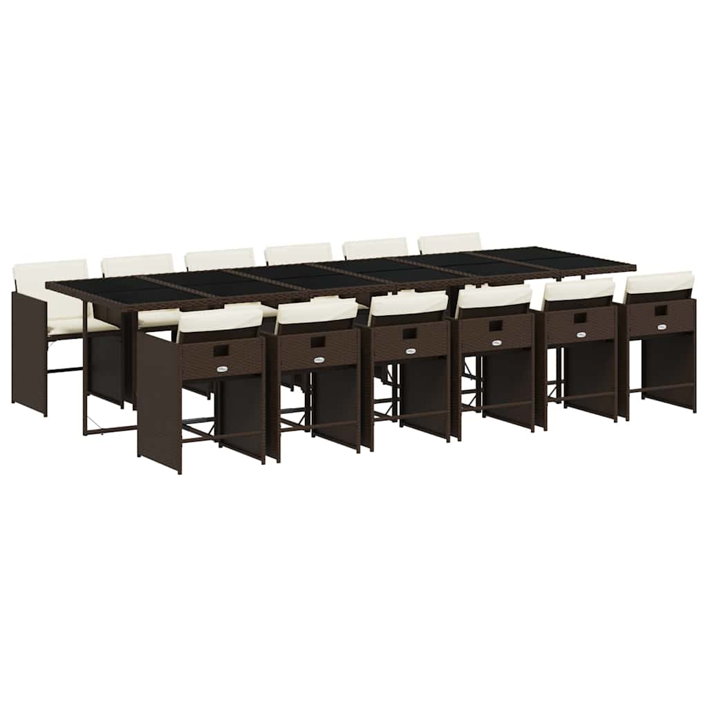 Σετ Τραπεζαρίας Κήπου 13 τεμ. Καφέ από Συνθ. Ρατάν με Μαξιλάρια 2