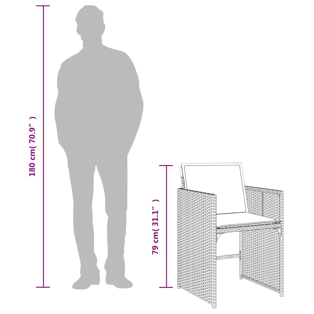 Σετ Τραπεζαρίας Κήπου 11 τεμ Μαύρο από Συνθ. Ρατάν με Μαξιλάρια 12