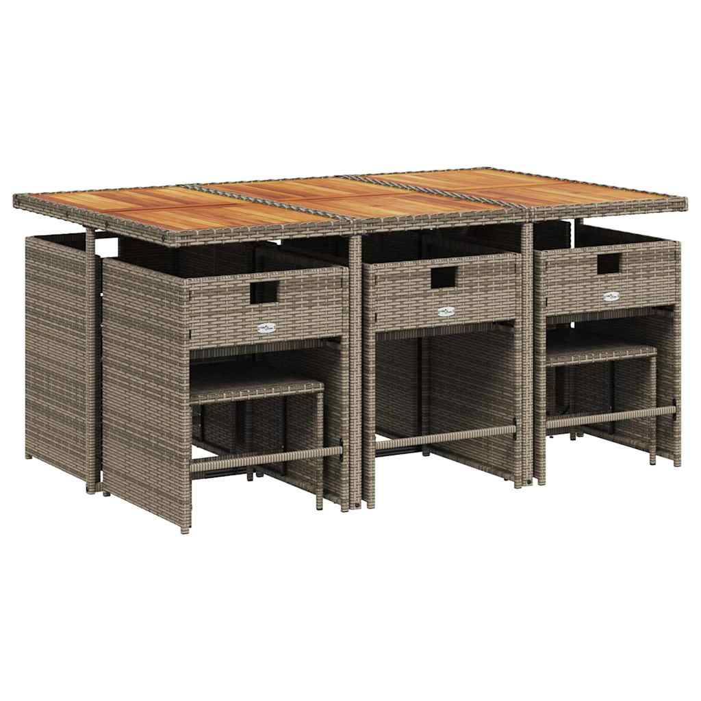 Σετ Τραπεζαρίας Κήπου 11 Τεμαχίων Γκρι Συνθ. Ρατάν με Μαξιλάρια 3