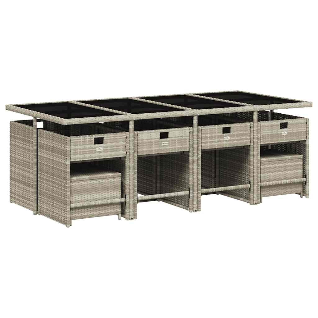 Τραπεζαρία Κήπου 13 Τεμαχίων Γκρι Συνθετικό Ρατάν με Μαξιλάρια 3