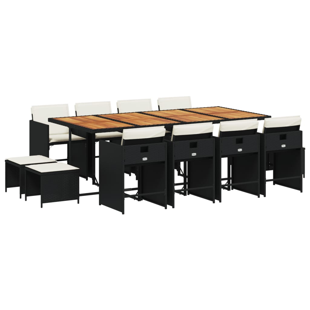 Σετ Τραπεζαρίας Κήπου 13τεμ. Μαύρο από Συνθ. Ρατάν με Μαξιλάρια 2