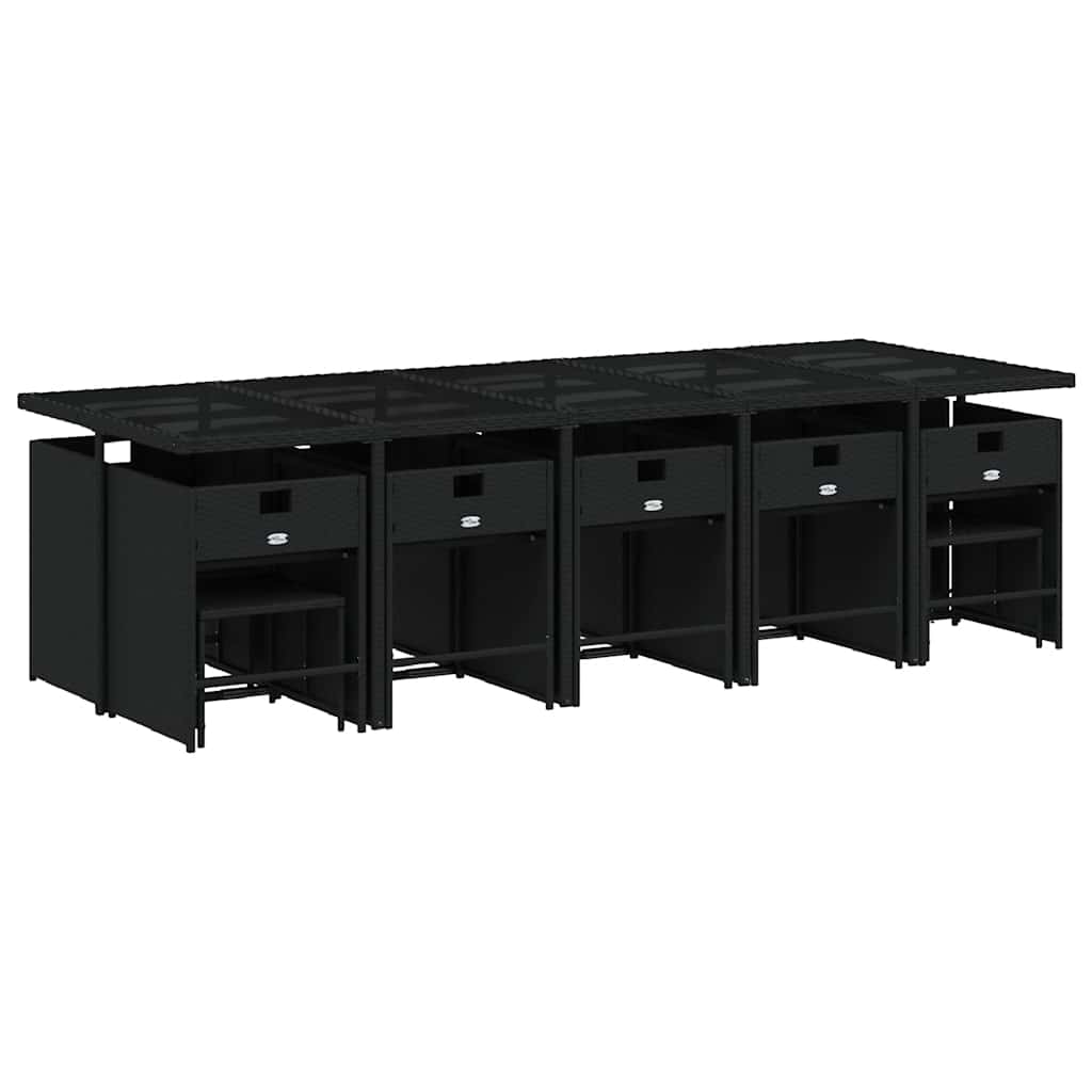 Σετ Τραπεζαρίας Κήπου 15 τεμ Μαύρο από Συνθ. Ρατάν με Μαξιλάρια 3