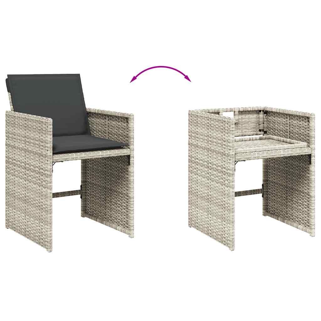 Σετ Τραπεζαρίας Κήπου 15 τεμ. Αν. Γκρι Συνθ. Ρατάν με Μαξιλάρια 7