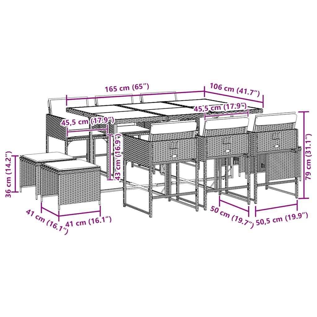 Σετ Τραπεζαρίας Κήπου 11 Τεμαχίων Γκρι Συνθ. Ρατάν με Μαξιλάρια 6