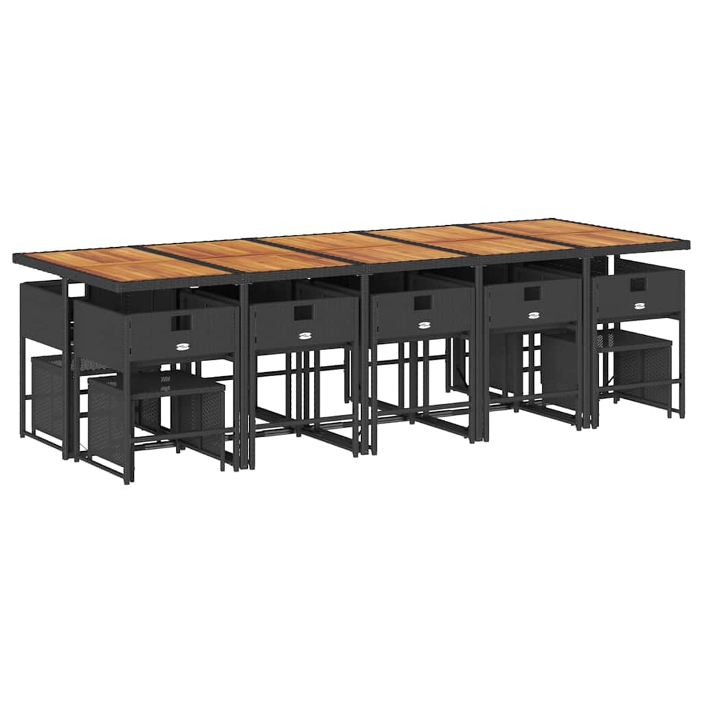 Σετ Τραπεζαρίας Κήπου 15 τεμ Μαύρο από Συνθ. Ρατάν με Μαξιλάρια 3