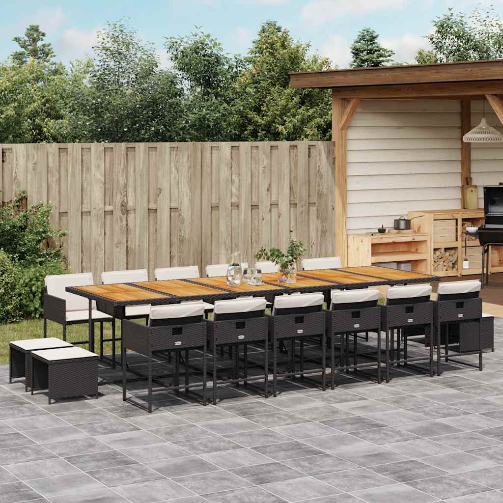 Σετ Τραπεζαρίας Κήπου 17 τεμ Μαύρο από Συνθ. Ρατάν με Μαξιλάρια 1