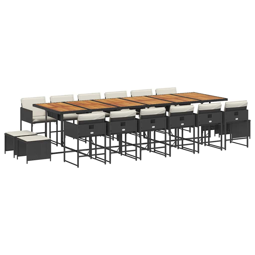 Σετ Τραπεζαρίας Κήπου 17 τεμ Μαύρο από Συνθ. Ρατάν με Μαξιλάρια 2