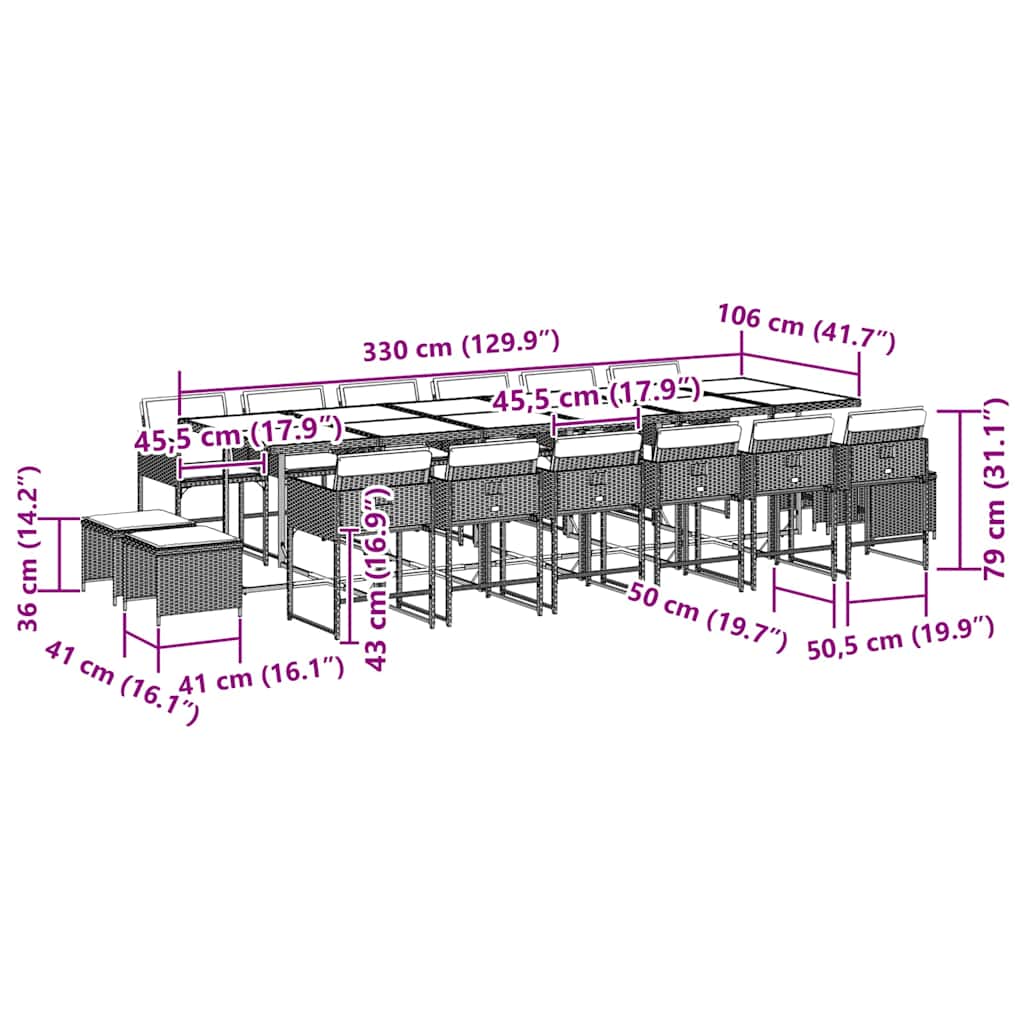 Σετ Τραπεζαρίας Κήπου 17 τεμ Μαύρο από Συνθ. Ρατάν με Μαξιλάρια 6