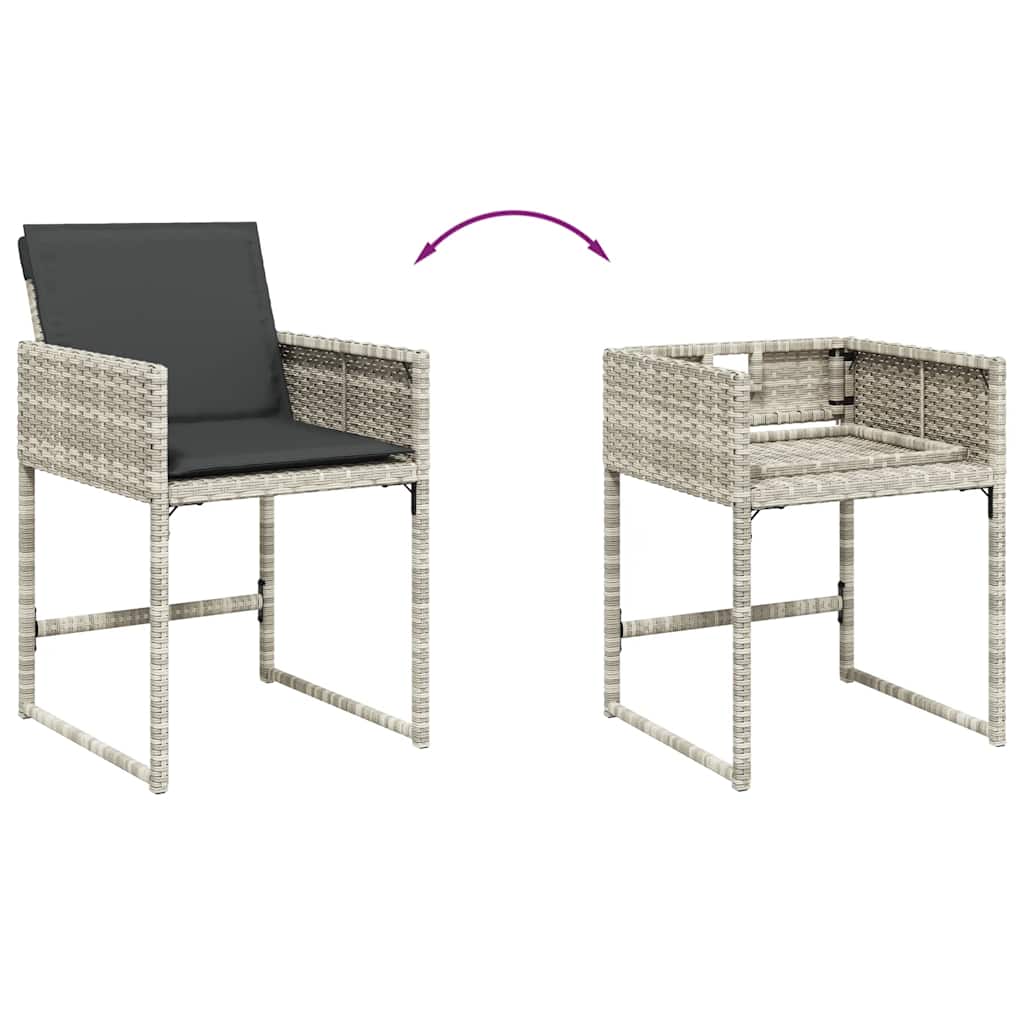 Σετ Τραπεζαρίας Κήπου 15 τεμ. Αν. Γκρι Συνθ. Ρατάν με Μαξιλάρια 4