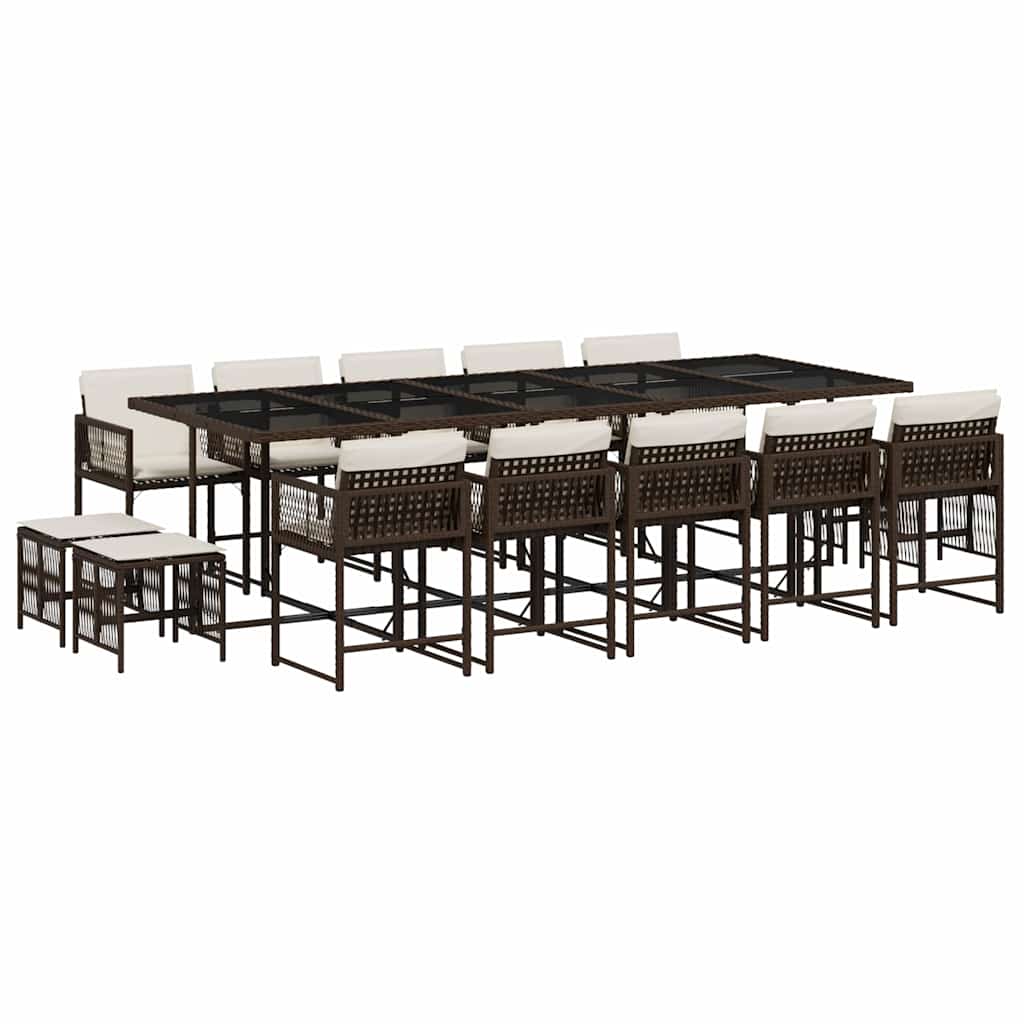 Σετ Τραπεζαρίας Κήπου 15 τεμ Καφέ από Συνθ. Ρατάν με Μαξιλάρια 2