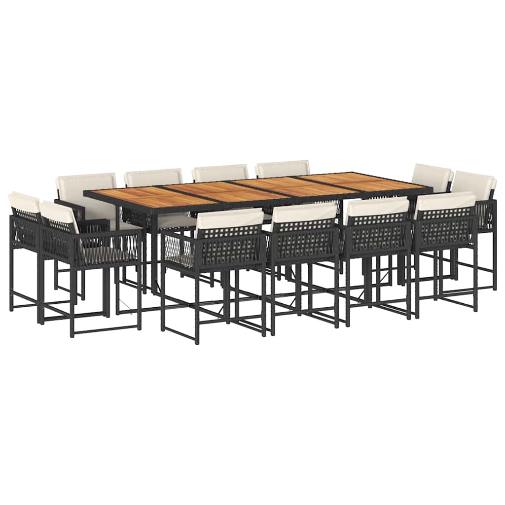 Σετ Τραπεζαρίας Κήπου 13τεμ. Μαύρο από Συνθ. Ρατάν με Μαξιλάρια 2