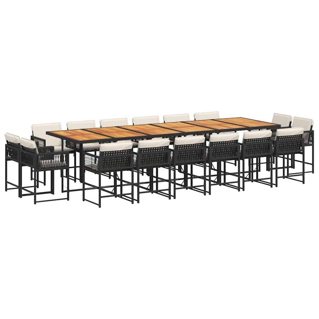 Σετ Τραπεζαρίας Κήπου 17 τεμ Μαύρο από Συνθ. Ρατάν με Μαξιλάρια 2