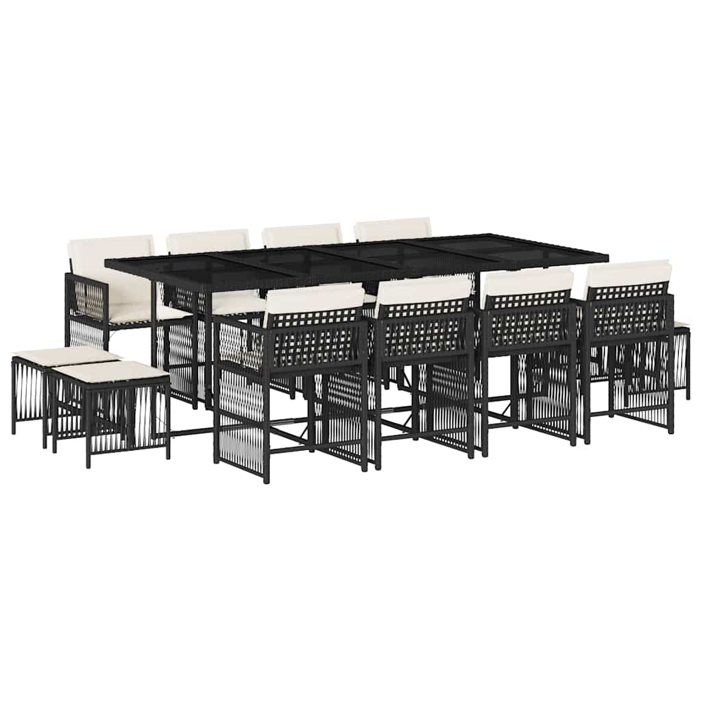 Σετ Τραπεζαρίας Κήπου 13τεμ. Μαύρο από Συνθ. Ρατάν με Μαξιλάρια 2