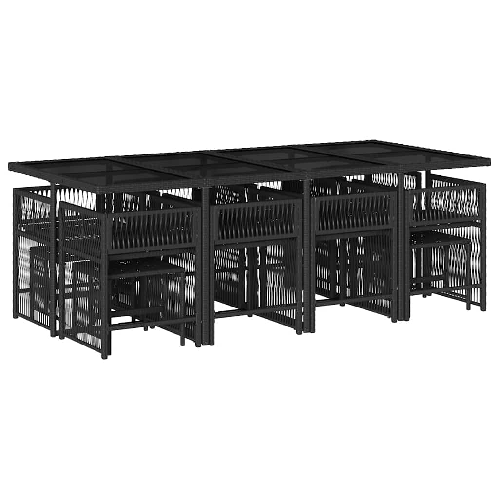 Σετ Τραπεζαρίας Κήπου 13τεμ. Μαύρο από Συνθ. Ρατάν με Μαξιλάρια 3