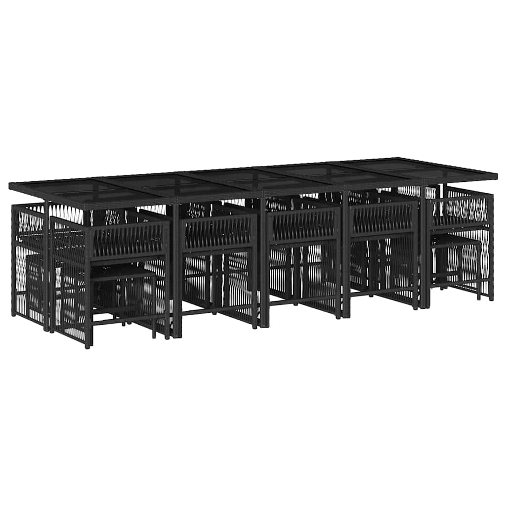 Σετ Τραπεζαρίας Κήπου 15 τεμ Μαύρο από Συνθ. Ρατάν με Μαξιλάρια 3