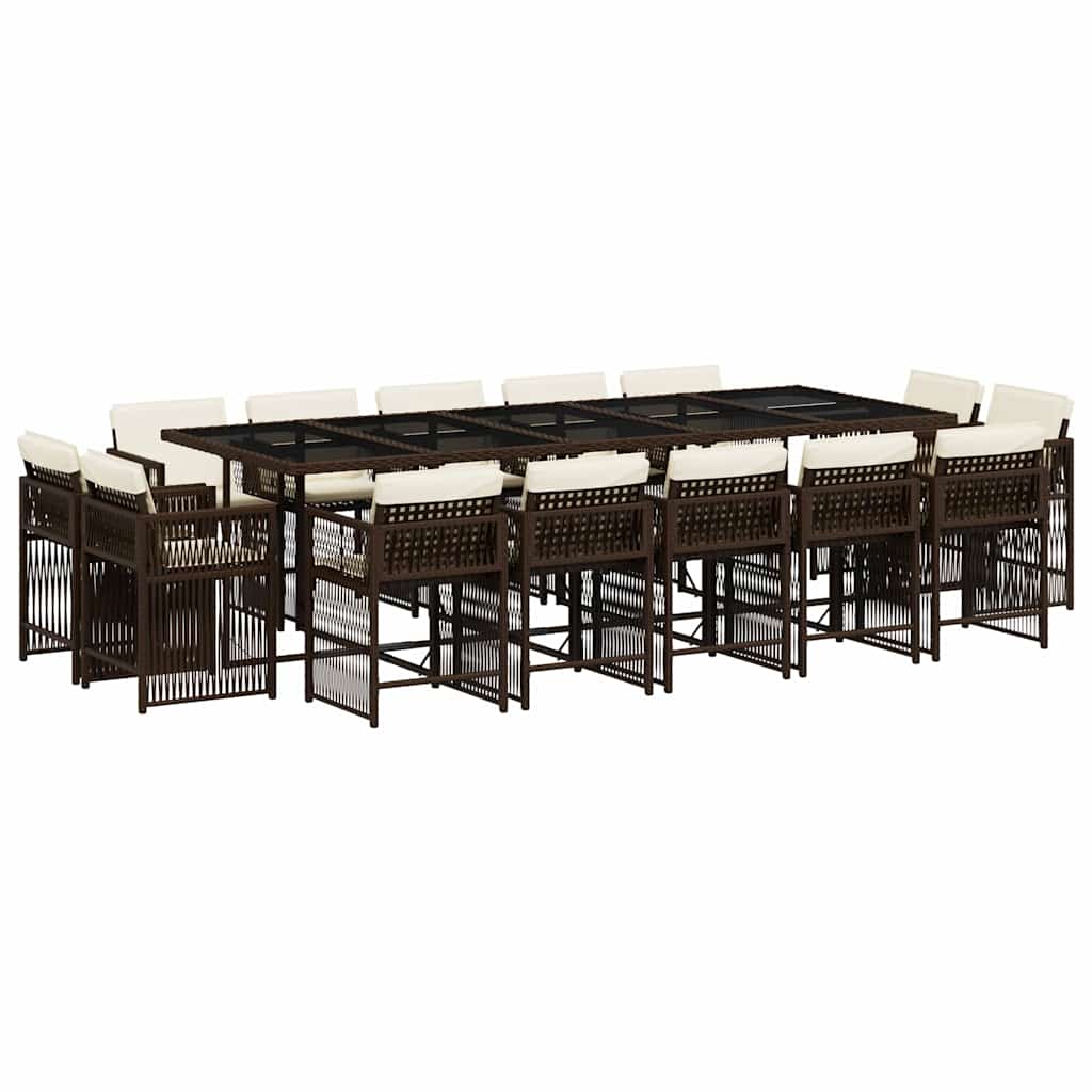 Σετ Τραπεζαρίας Κήπου 15 τεμ Καφέ από Συνθ. Ρατάν με Μαξιλάρια 2