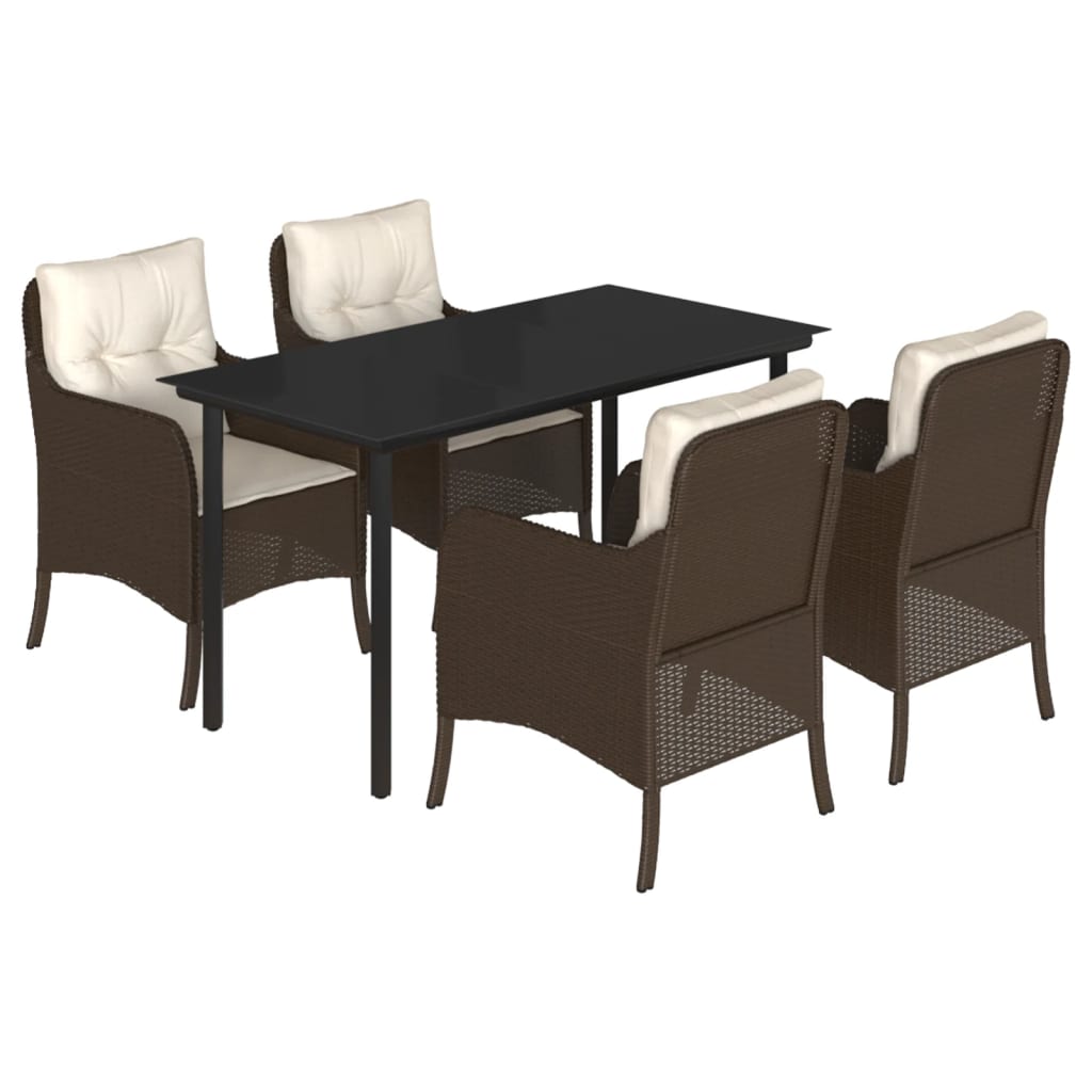 Σετ Τραπεζαρίας Κήπου 5 Τεμαχίων Καφέ Συνθ. Ρατάν με Μαξιλάρια 2