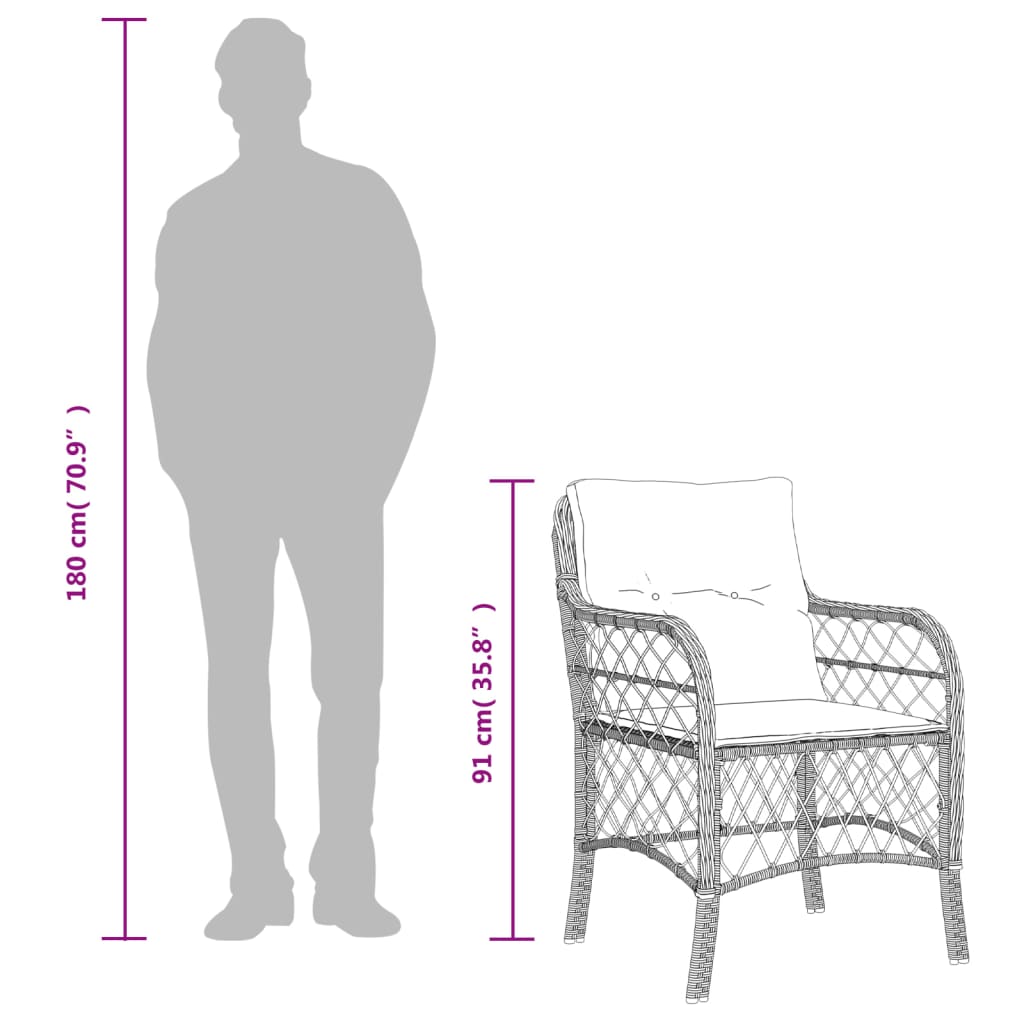 Σετ Τραπεζαρίας Κήπου 7 τεμ. Μικτό Μπεζ Συνθ. Ρατάν & Μαξιλάρια 8