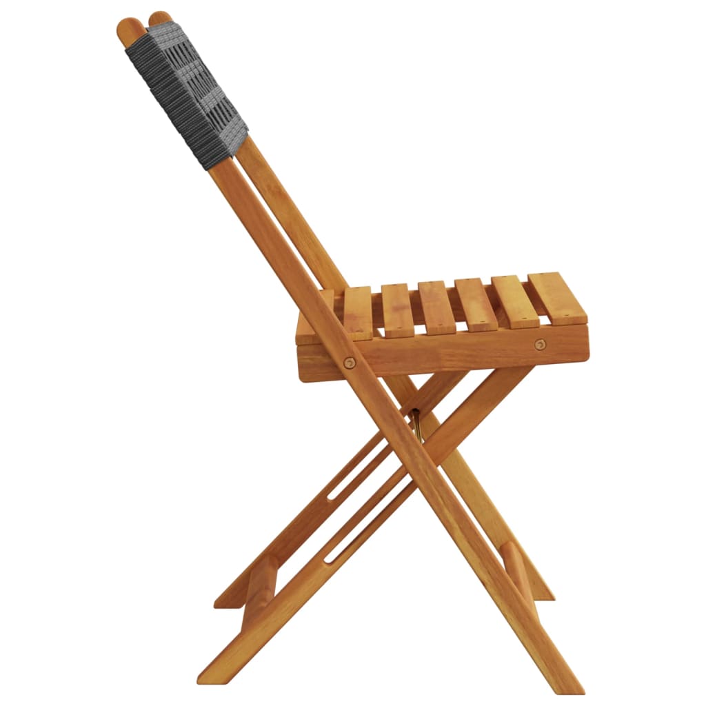 Καρέκλες Κήπου Πτυσσόμενες 6 τεμ Μαύρο Συνθ. Ρατάν&Μασίφ Ξύλο 5