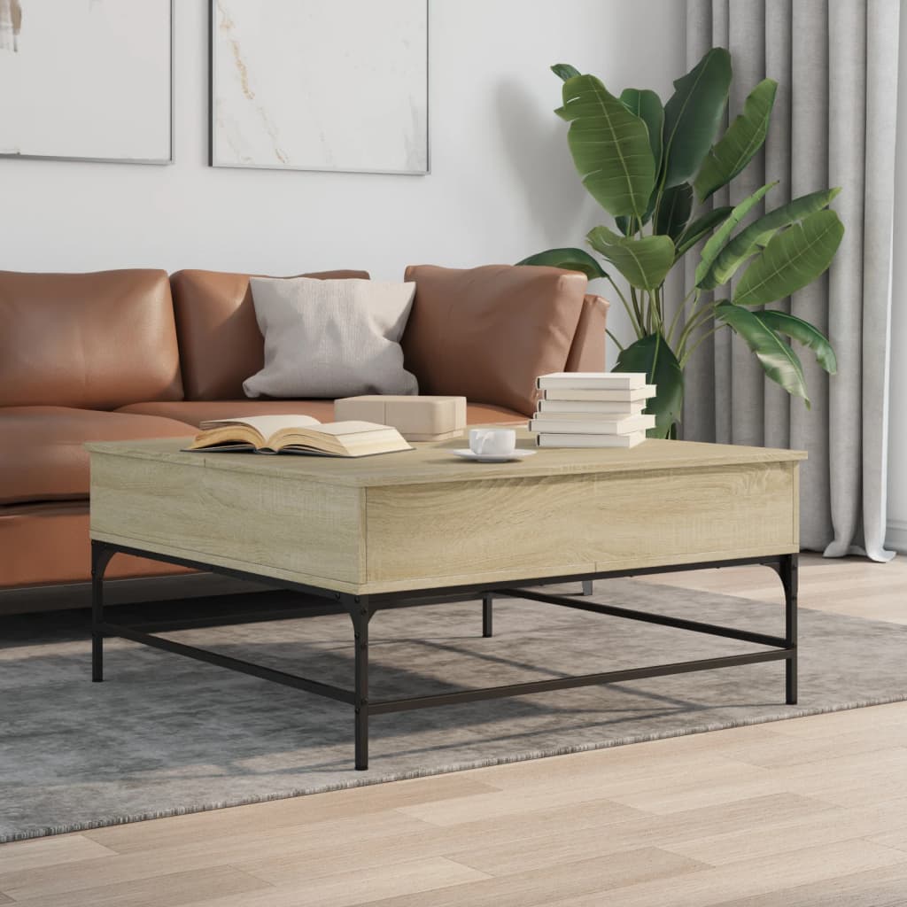 Τραπεζάκι Σαλονιού Sonoma Δρυς 95x95x45 εκ Επεξ. Ξύλο + Μέταλλο 1