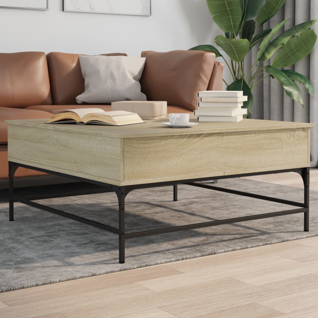 Τραπεζάκι Σαλονιού Sonoma Δρυς 95x95x45 εκ Επεξ. Ξύλο + Μέταλλο 3