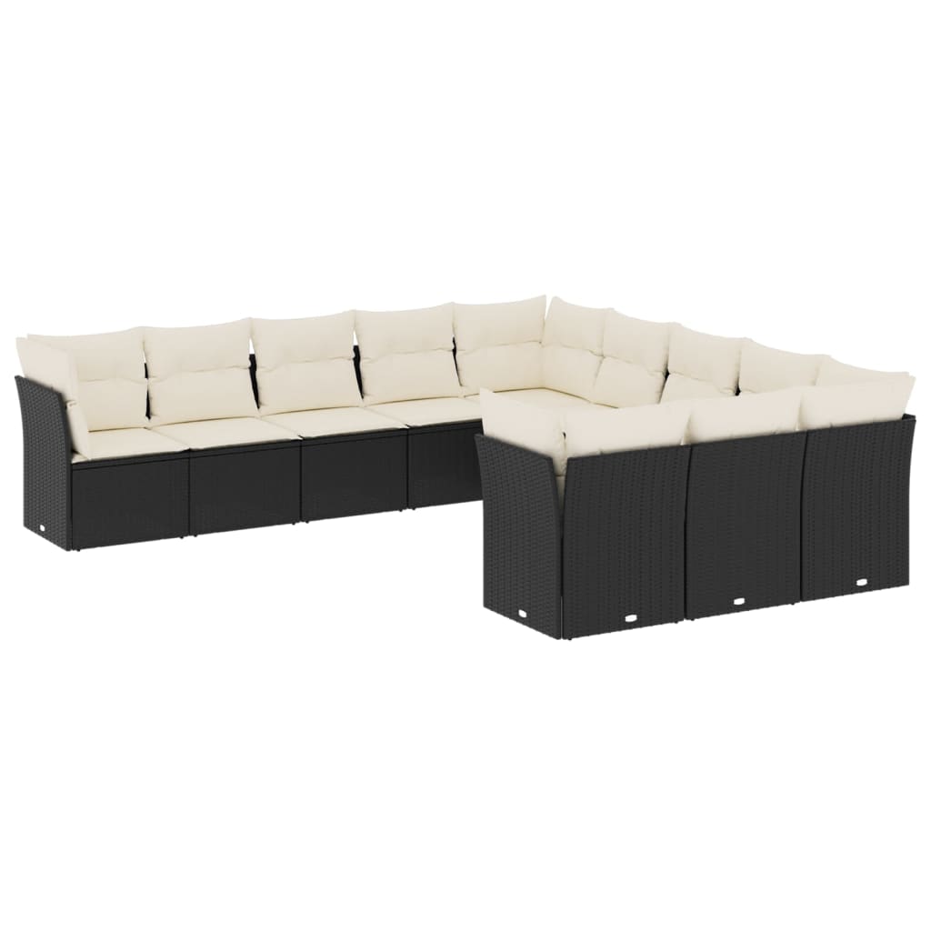 Σαλόνι Κήπου Σετ 11 Τεμαχίων Μαύρο Συνθετικό Ρατάν με Μαξιλάρια 2
